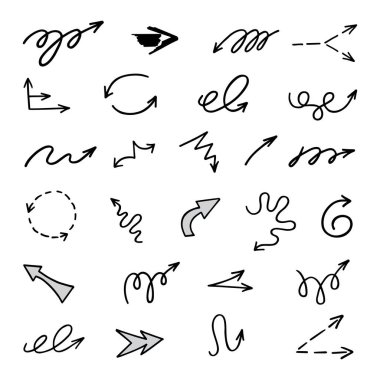 El çizilmiş ok vektör kümesi, sunum için elementler