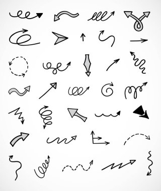 El çizilmiş ok vektör kümesi, sunum için elementler