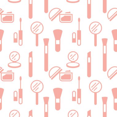 Kozmetik simgelerinin kusursuz dokusu, desen, soyut arkaplan, duvar kağıdı