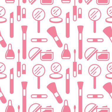 Kozmetik simgelerinin kusursuz dokusu, desen, soyut arkaplan, duvar kağıdı