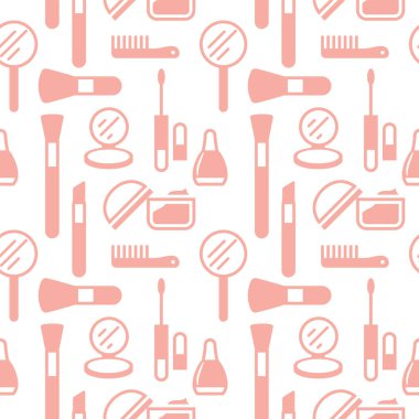 Kozmetik simgelerinin kusursuz dokusu, desen, soyut arkaplan, duvar kağıdı