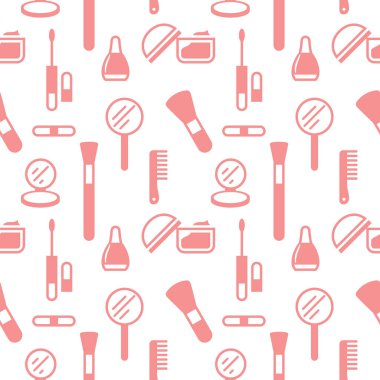 Kozmetik simgelerinin kusursuz dokusu, desen, soyut arkaplan, duvar kağıdı