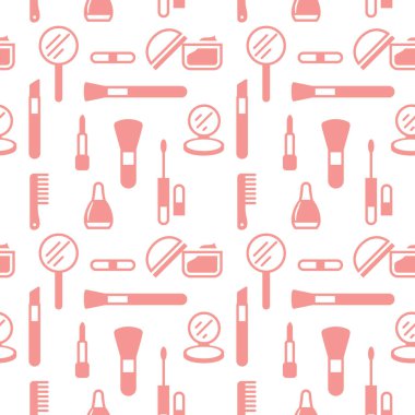 Kozmetik simgelerinin kusursuz dokusu, desen, soyut arkaplan, duvar kağıdı 