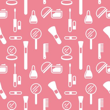 Kozmetik simgelerinin kusursuz dokusu, desen, soyut arkaplan, duvar kağıdı 