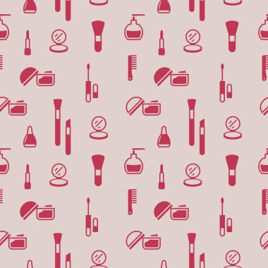 Kozmetik simgelerinin kusursuz dokusu, desen, soyut arkaplan, duvar kağıdı 