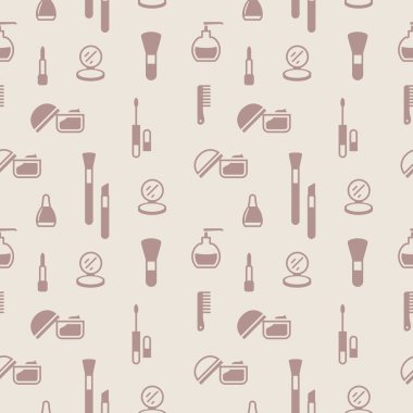 Kozmetik simgelerinin kusursuz dokusu, desen, soyut arkaplan, duvar kağıdı 