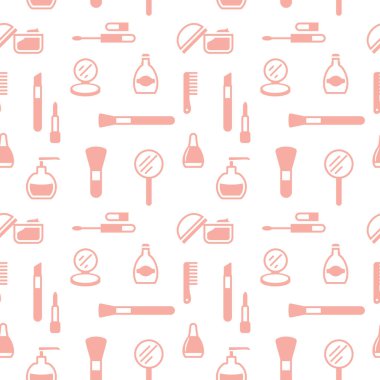 Kozmetik simgelerinin kusursuz dokusu, desen, soyut arkaplan, duvar kağıdı