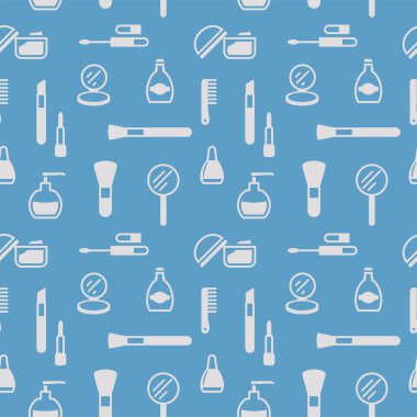 Kozmetik simgelerinin kusursuz dokusu, desen, soyut arkaplan, duvar kağıdı