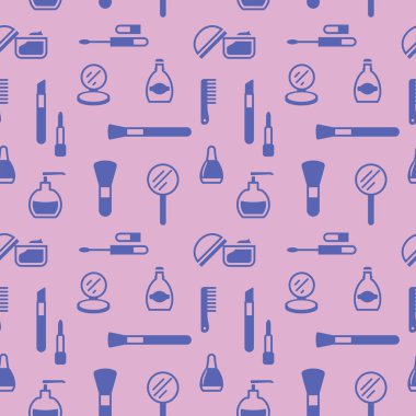 Kozmetik simgelerinin kusursuz dokusu, desen, soyut arkaplan, duvar kağıdı