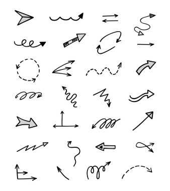 El çizilmiş ok vektör kümesi, sunum için elementler