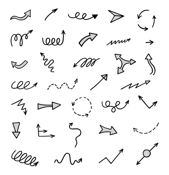 Vector Set Hand Drawn Arrows Elements Presentation — 스톡 벡터