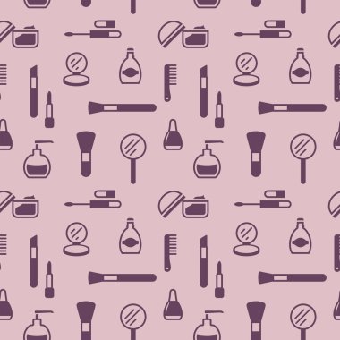 Kozmetik simgelerinin kusursuz dokusu, desen, soyut arkaplan, duvar kağıdı