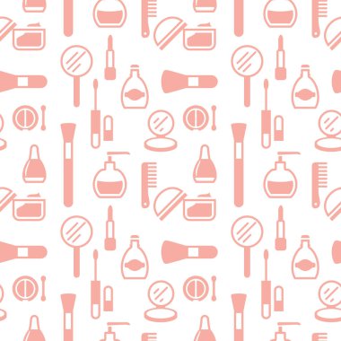 Kozmetik simgelerinin kusursuz dokusu, desen, soyut arkaplan, duvar kağıdı