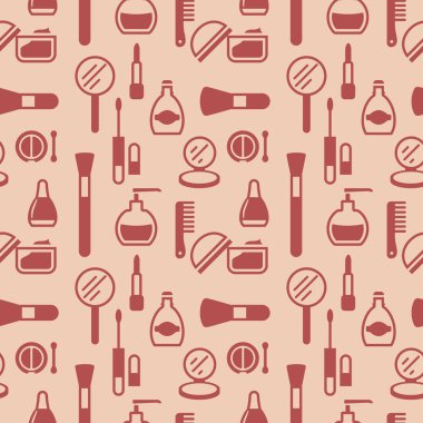 Kozmetik simgelerinin kusursuz dokusu, desen, soyut arkaplan, duvar kağıdı