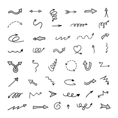 El çizilmiş ok vektör kümesi, sunum için elementler