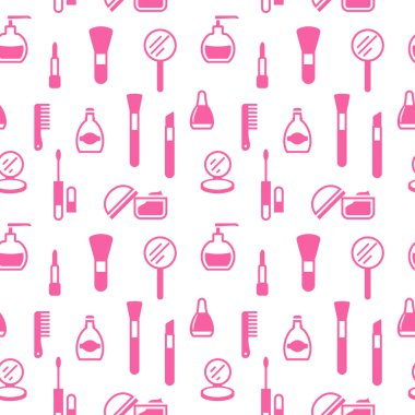 Kozmetik simgelerinin kusursuz dokusu, desen, soyut arkaplan, duvar kağıdı 