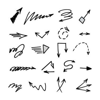 El çizilmiş ok vektör kümesi, sunum için elementler