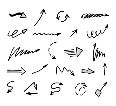 El çizilmiş ok vektör kümesi, sunum için elementler