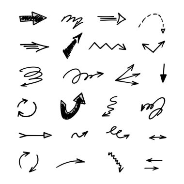 El çizilmiş ok vektör kümesi, sunum için elementler