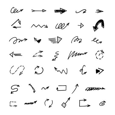 El çizilmiş ok vektör kümesi, sunum için elementler