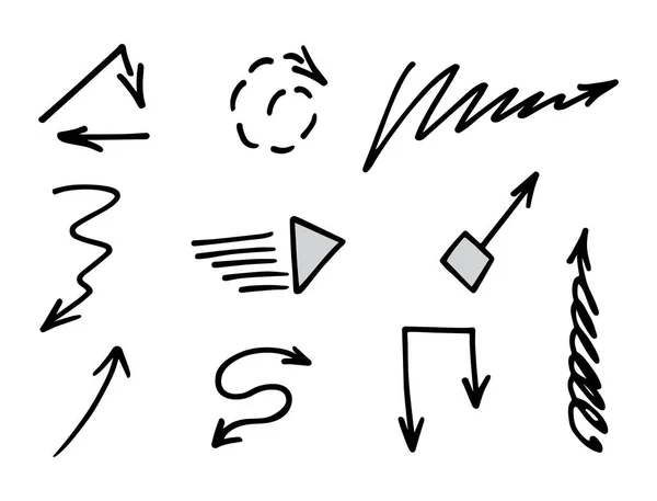 Vector Set Hand Drawn Arrows Elements Presentation — ストックベクタ