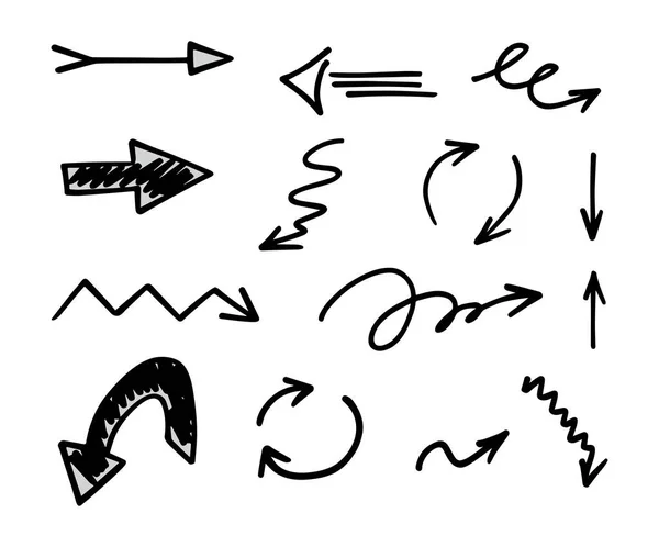 Vector Set Hand Drawn Arrows Elements Presentation — стоковый вектор