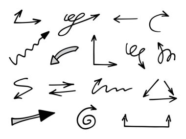 El çizilmiş ok vektör kümesi, sunum için elementler