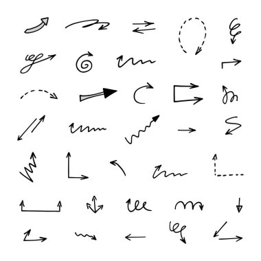 El çizilmiş ok vektör kümesi, sunum için elementler