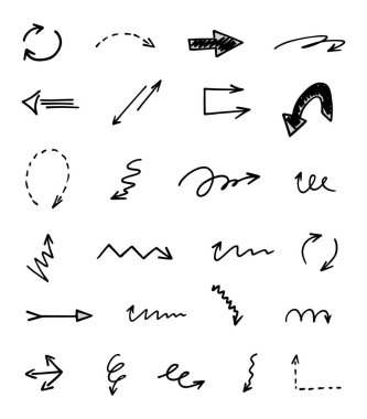 El çizilmiş ok vektör kümesi, sunum için elementler