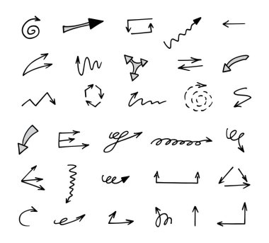 El çizilmiş ok vektör kümesi, sunum için elementler