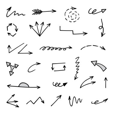 El çizilmiş ok vektör kümesi, sunum için elementler