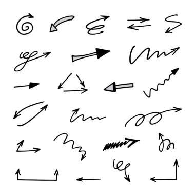 El çizilmiş ok vektör kümesi, sunum için elementler