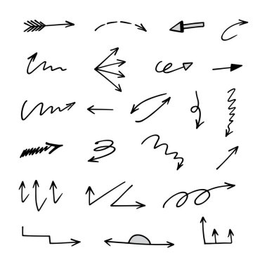 El çizilmiş ok vektör kümesi, sunum için elementler