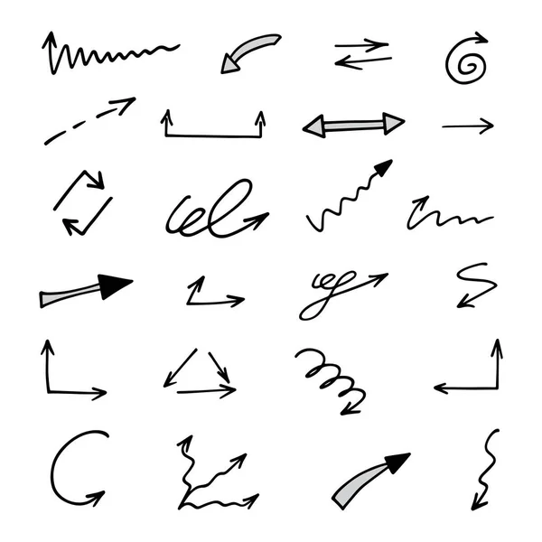 Vector Set Hand Drawn Arrows Elements Presentation — 스톡 벡터