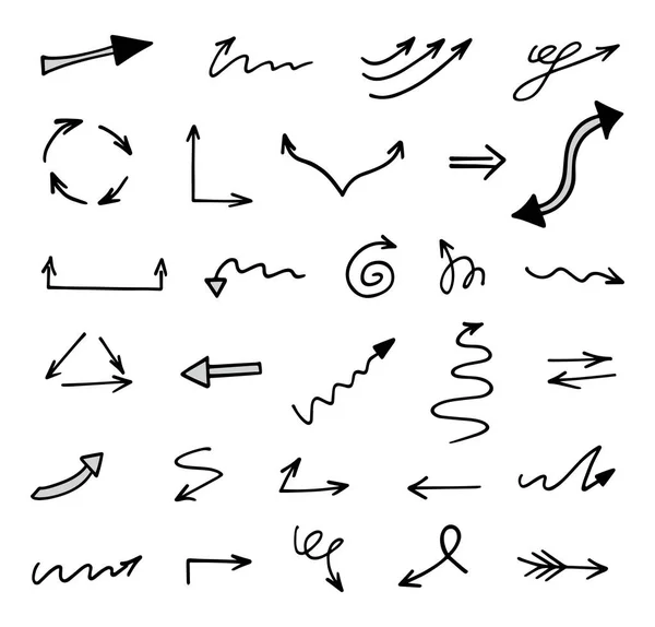 Vector Set Hand Drawn Arrows Elements Presentation — 스톡 벡터