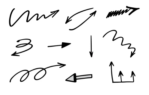 Jeu Vectoriel Flèches Dessinées Main Éléments Présentation — Image vectorielle