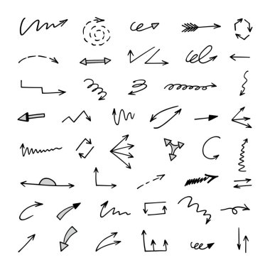 El çizilmiş ok vektör kümesi, sunum için elementler