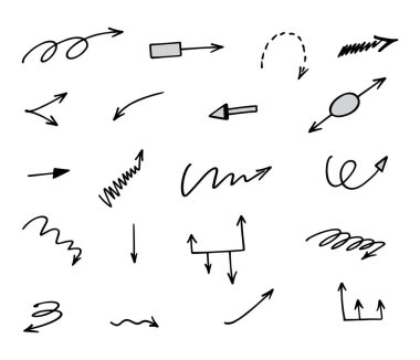 El çizilmiş ok vektör kümesi, sunum için elementler