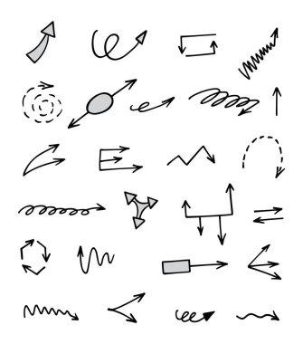 El çizilmiş ok vektör kümesi, sunum için elementler