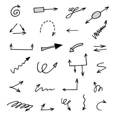 El çizilmiş ok vektör kümesi, sunum için elementler