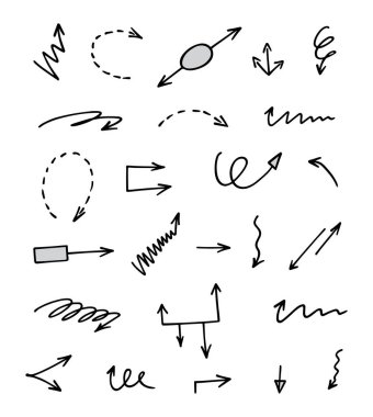 El çizilmiş ok vektör kümesi, sunum için elementler
