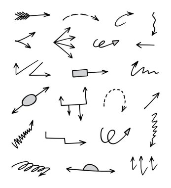 El çizilmiş ok vektör kümesi, sunum için elementler