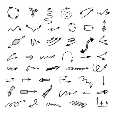 El çizilmiş ok vektör kümesi, sunum için elementler