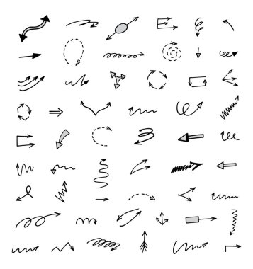 El çizilmiş ok vektör kümesi, sunum için elementler