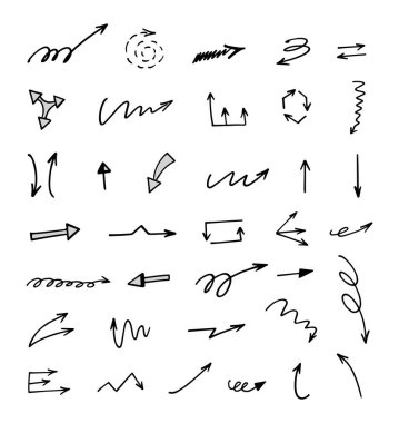 El çizilmiş ok vektör kümesi, sunum için elementler