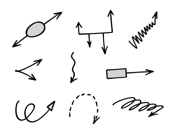 Vector Set Hand Drawn Arrows Elements Presentation — Archivo Imágenes Vectoriales