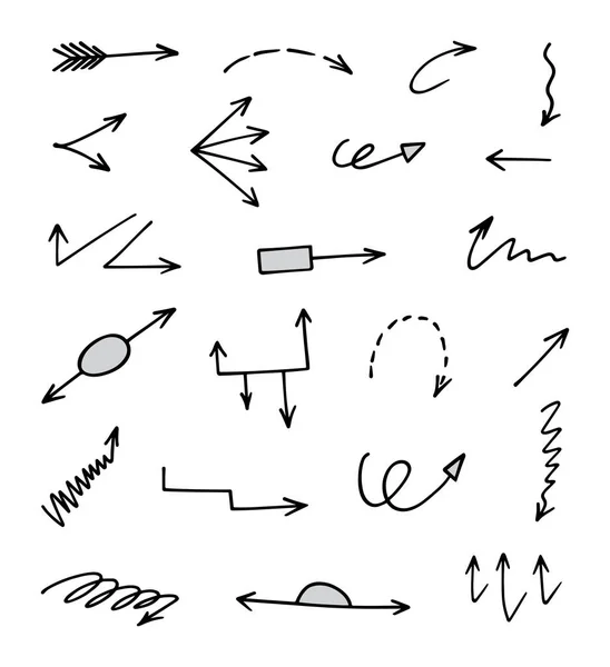 Vector Set Hand Drawn Arrows Elements Presentation — 스톡 벡터