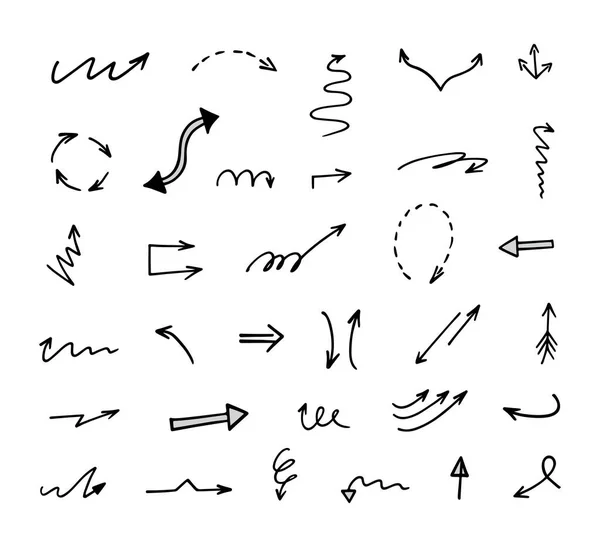 Vector Set Hand Drawn Arrows Elements Presentation — Archivo Imágenes Vectoriales