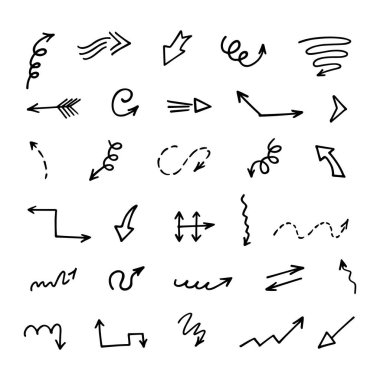 El çizilmiş ok vektör kümesi, sunum için elementler