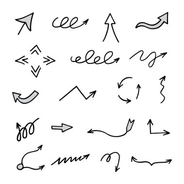 El çizilmiş ok vektör kümesi, sunum için elementler